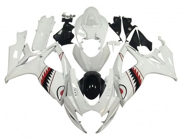 Carénages Moto Suzuki GSXR 600 / GSXR 750 2006-2007 - Blanc Rouge Noir Requin