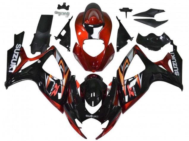 Carénages Moto Suzuki GSXR 600 / GSXR 750 2006-2007 - Rouge Noir Brillant Orange