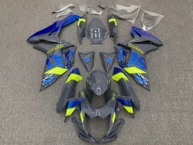Carénages Moto Suzuki GSXR 600 / GSXR 750 2011-2024 - Gris Nardo Foncé Bleu Fluorescent Jaune