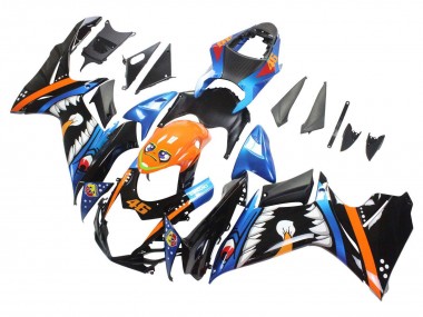 Carénages Moto Suzuki GSXR 600 / GSXR 750 2011-2024 - Bleu Clair Orange Noir Blanc Requin 46