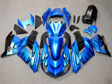 Carénages Moto Suzuki GSXR 600 / GSXR 750 2011-2024 - Bleu Noir Flamme