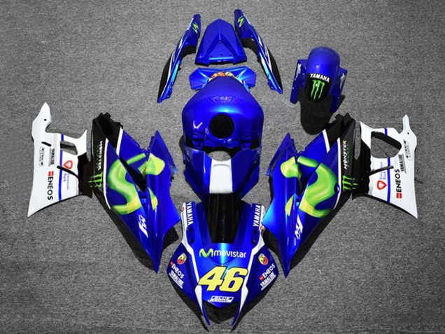 Carénages Moto Yamaha YZF R3/R25 2022-2024 - Bleu Blanc Noir Vert Monstre MoviStar Yamalube ENEOS 46