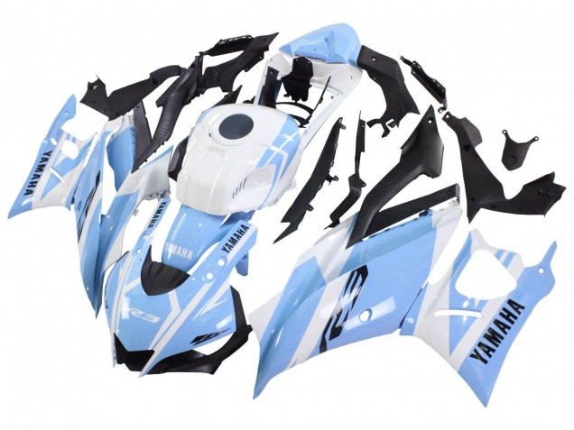 Carénages Moto Yamaha YZF R3/R25 2022-2024 - Blanc Bleu Clair