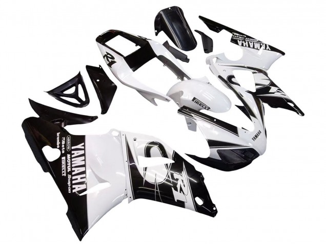 Carénages Moto Yamaha YZF 1000 R1 1998-1999 - Blanc Noir Brillant