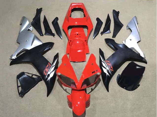 Carénages Moto Yamaha YZF 1000 R1 2002-2003 - Rouge Argent Noir Mat