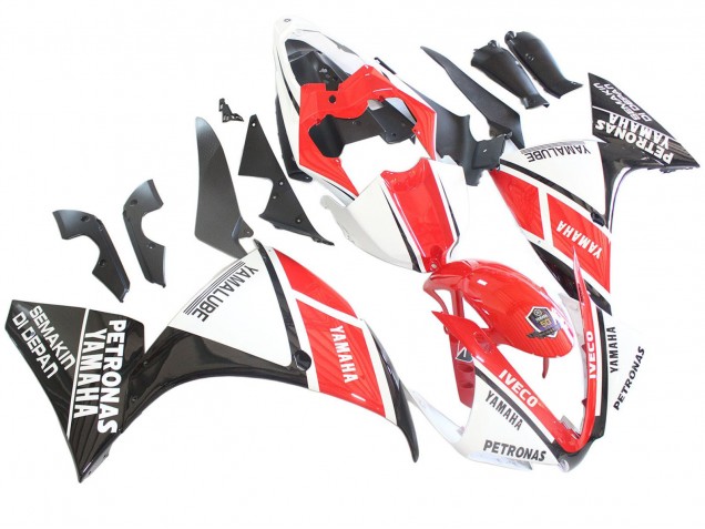 Carénages Moto Yamaha YZF 1000 R1 2012-2014 - Blanc Rouge Noir Brillant Petronas