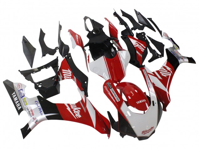 Carénage Moto Yamaha YZF 1000 R1 2015-2019 - Blanc Rouge Noir Milwaukee