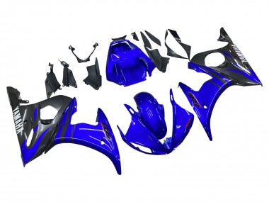 Carénages Moto Yamaha YZF R6 2003-2004 - Bleu Noir Brillant