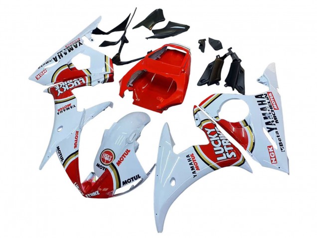 Carénages Moto Yamaha YZF R6S 2006-2009 - Blanc Rouge Lucky Strike Motul
