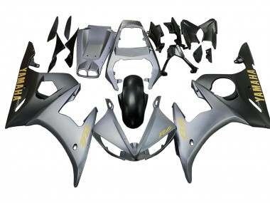 Carénages Moto Yamaha YZF R6 2003-2004 - Gris Mat Noir Mat Or Décalque
