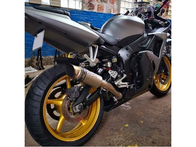 Carénages Moto Yamaha YZF R6S 2006-2009 - Gris Mat Noir Mat Or Décalque