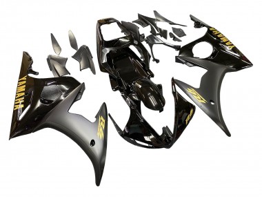 Carénages Moto Yamaha YZF R6 2003-2004 - Noir Brillant Noir Mat Or Décalque
