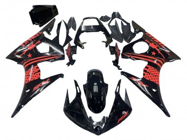 Carénage Moto Yamaha YZF R6S 2006-2009 - Noir Brillant Rouge