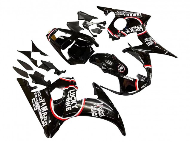 Carénages Moto Yamaha YZF R6S 2006-2009 - Noir Brillant Rouge Blanc Lucky Strike Motul