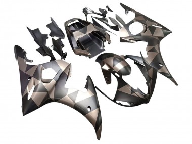 Carénages Moto Yamaha YZF R6S 2006-2009 - Gris Noir Mat Geometric