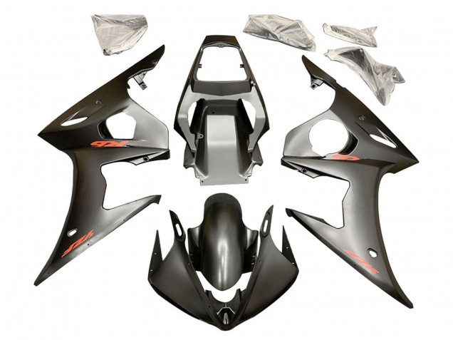 Carénages Moto Yamaha YZF R6S 2006-2009 - Noir Mat Rouge Décalque