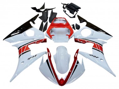Carénages Moto Yamaha YZF R6 2003-2004 - Blanc Rouge Noir Brillant