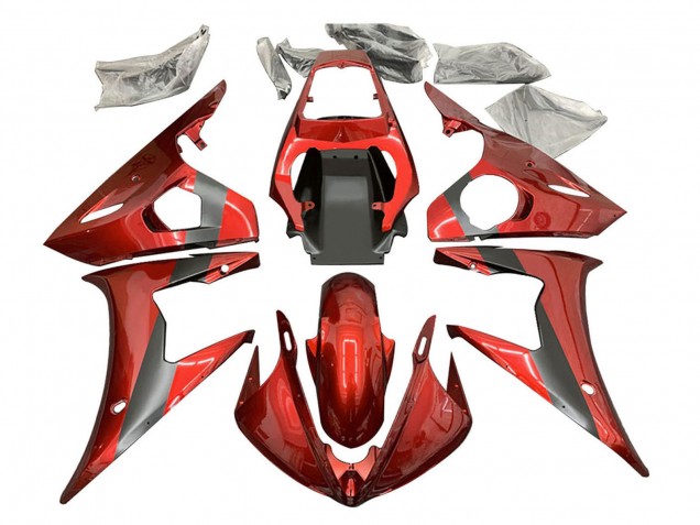 Carénages Moto Yamaha YZF R6S 2006-2009 - Rouge Noir Mat
