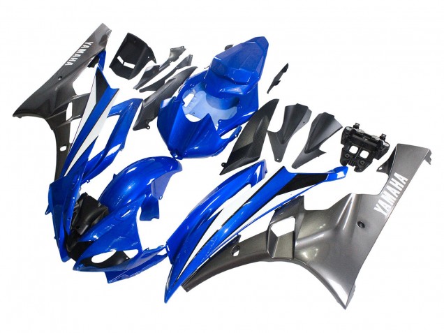Carénages Moto Yamaha YZF 600 R6 2006-2007 - Bleu Blanc Noir Brillant