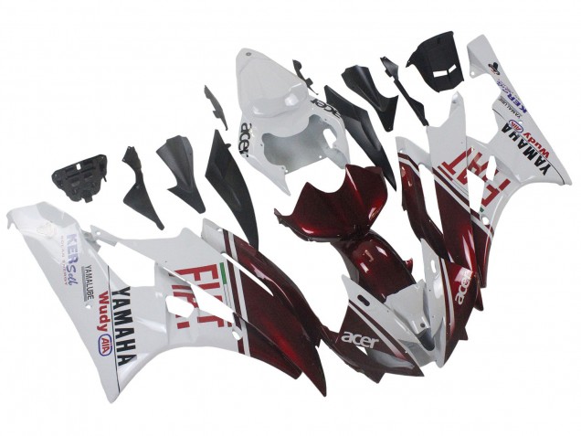 Carénages Moto Yamaha YZF 600 R6 2006-2007 - Blanc Rouge Marron Fiat Acer Yamalube