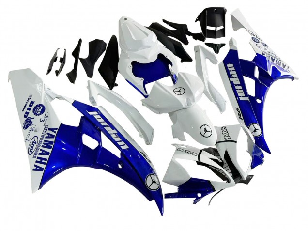 Carénages Moto Yamaha YZF 600 R6 2006-2007 - Blanc Bleu Jordan