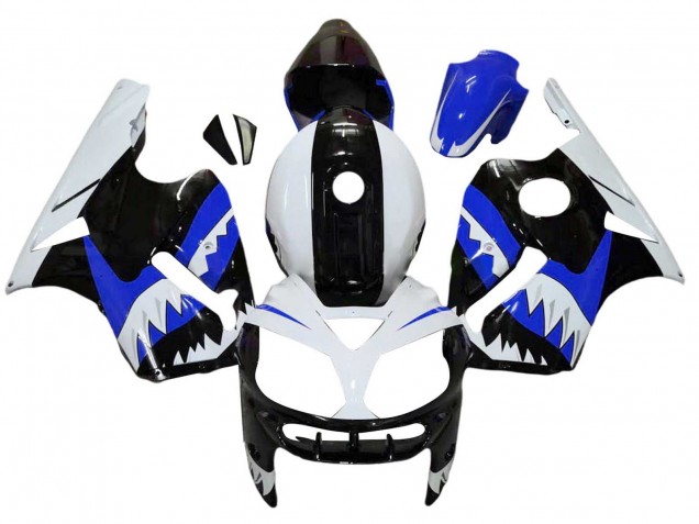Carénages Moto Kawasaki ZX12R 2002-2006 - Blanc Bleu Noir Requin