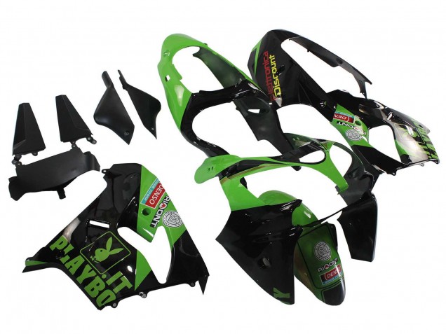 Carénages Moto Kawasaki ZX9R 2000-2001 - Vert Noir Playboy DENSO