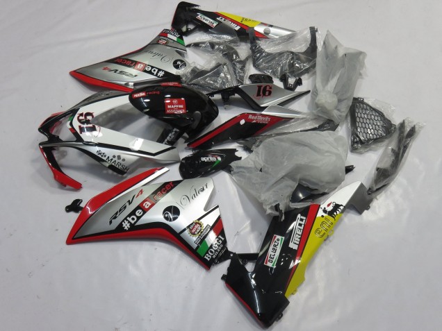 Carénages Moto Aprilia RSV4 1000 2009-2015 - Argent Rouge Noir Jaune
