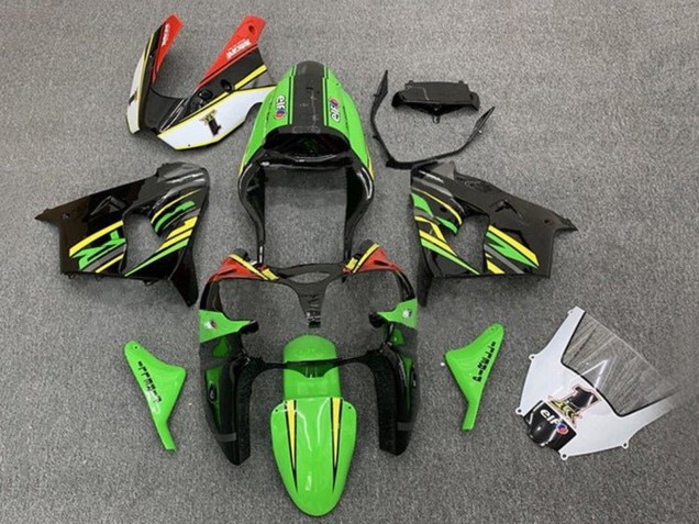 Carénages Moto Kawasaki ZX9R 2002-2003 - Vert Noir Jaune Orange