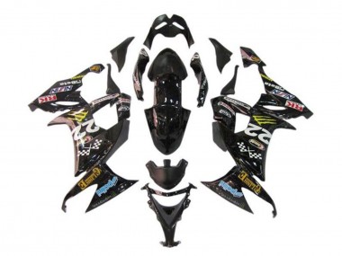 Carénages Moto Kawasaki ZX10R 2008-2010 - Noir Brillant Bleu Jaune Monstre