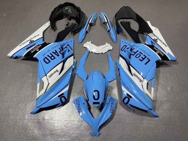 Carénages Moto Kawasaki EX300 2013-2017 - Blanc Bleu Noir Leopard