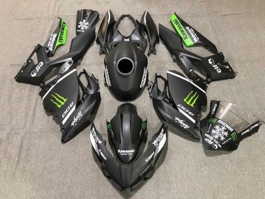 Carénages Moto Kawasaki Ninja 400 2018-2024 - Noir Mat Blanc Vert Monstre Neige