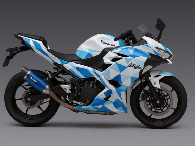 Carénages Moto Kawasaki Ninja 500 EX500R 2024-2025 - Blanc Bleu Geometric