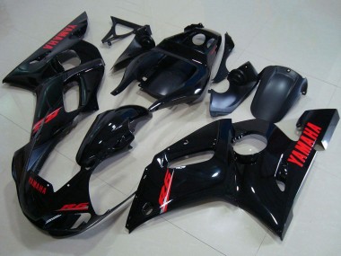 Carénages Moto Yamaha YZF R6 1998-2002 - Noir Brillant Rouge Décalque