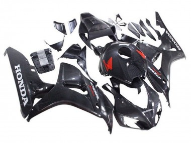 Carénages Moto Honda CBR1000RR 2006-2007 - Fausse Fibre de Carbone Rouge Blanc