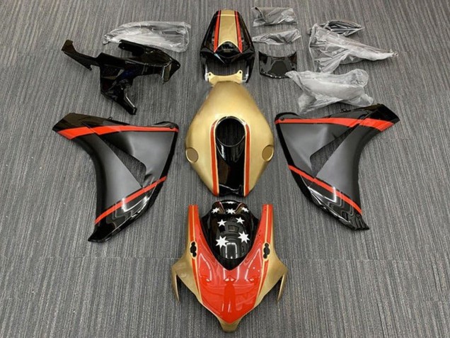 Carénages Moto Honda CBR1000RR 2008-2011 - Or Rouge Noir Mat Étoile