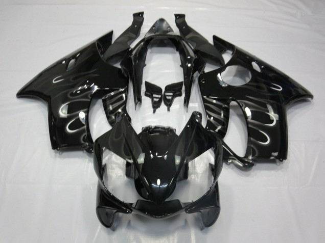 Carénages Moto Honda CBR600 F4i 2004-2007 - Noir Brillant Blanc Flamme