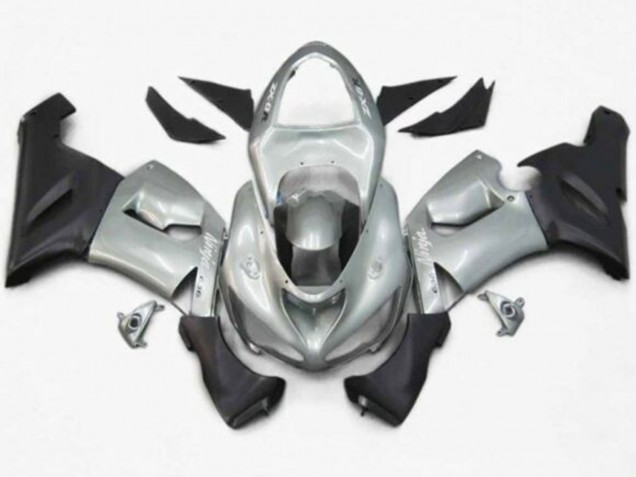 Carénages Moto Kawasaki ZX6R 2005-2006 - Argent Noir Mat