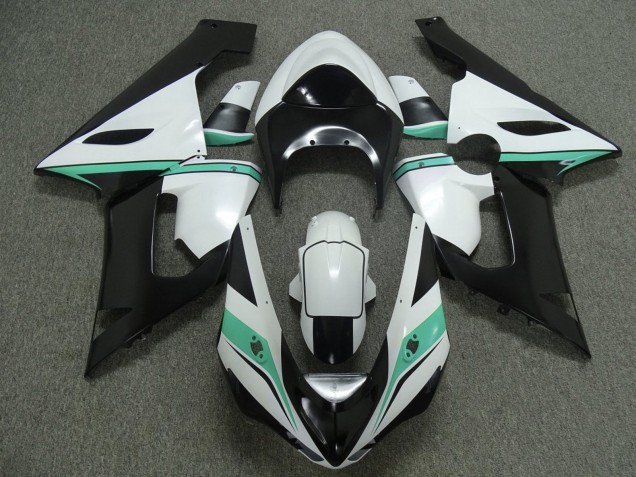 Carénages Moto Kawasaki ZX6R 2005-2006 - Blanc Noir Vert