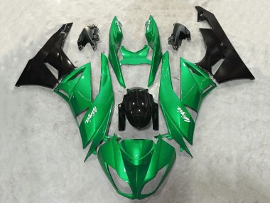 Carénages Moto Kawasaki ZX6R 2009-2012 - Vert Noir Brillant Blanc Ninja