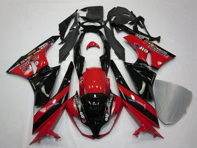 Carénages Moto Kawasaki ZX6R 2009-2012 - Rouge Noir Brillant Elf Touch4 Bridgestone