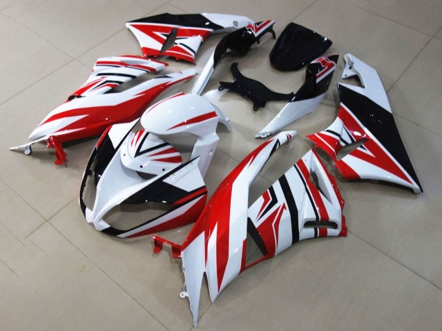 Carénages Moto Kawasaki ZX6R 2009-2012 - Blanc Rouge Noir