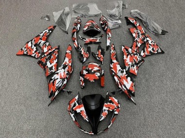Carénages Moto Kawasaki ZX6R 2009-2012 - Rouge Blanc Noir Camouflage