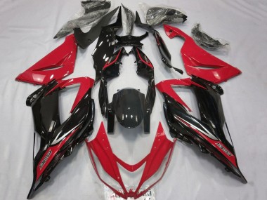 Carénages Moto Kawasaki ZX6R 2013-2018 - Rouge Noir Brillant