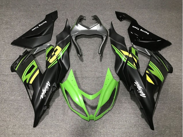 Carénages Moto Kawasaki ZX6R 2013-2018 - Noir Mat Vert Jaune