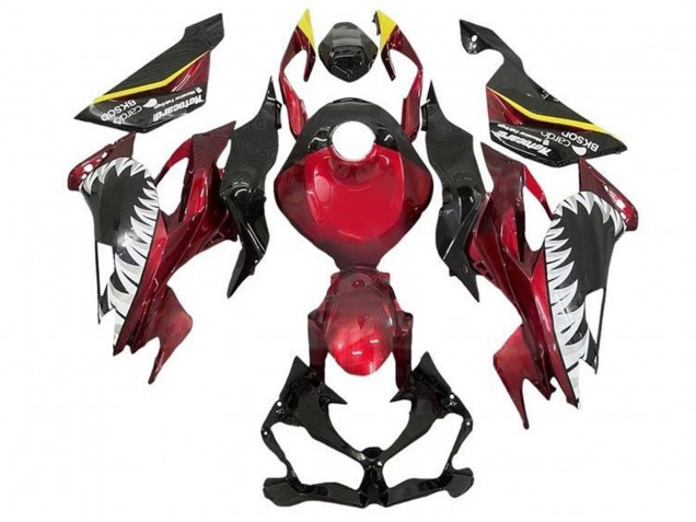 Carénages Moto Kawasaki ZX6R 2019-2022 - Bonbon Rouge Jaune Blanc Requin