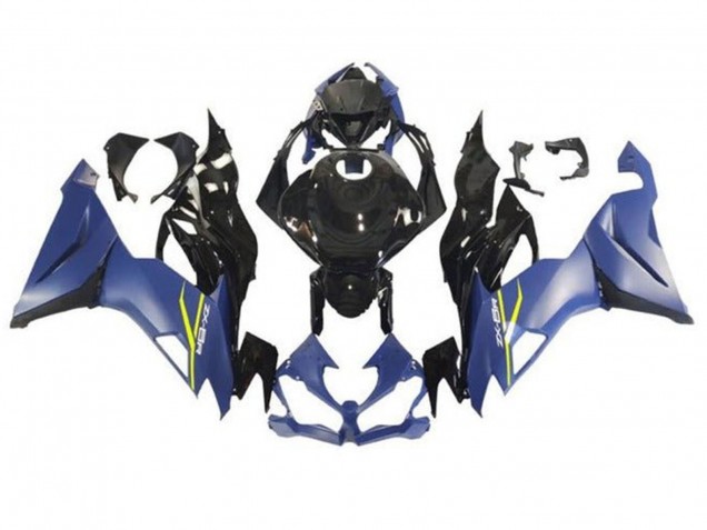 Carénages Moto Kawasaki ZX6R 2019-2022 - Bleu Mat Noir Brillant