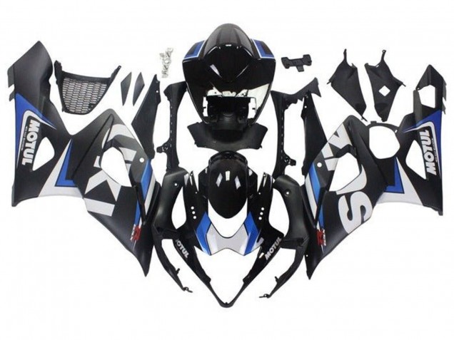 Carénages Moto Suzuki GSXR 1000 2005-2006 - Noir Mat Bleu Blanc