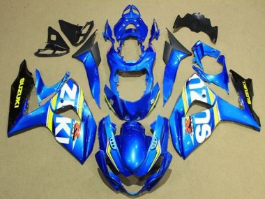 Carénages Moto Suzuki GSXR 1000 2009-2016 - Bleu Blanc Jaune Bande Noir