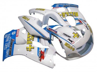 Carénages Moto Suzuki GSXR 600 / GSXR 750 1996-2000 - Blanc Bleu Jaune Rizla